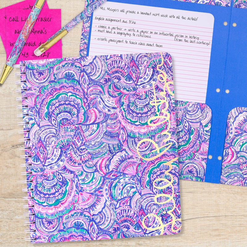 Lilly Pulitzer Large Blue Hardcover Spiral Notebook, 11" x 9.5" with 160 College Ruled Pages, Happy As A Clam - Image 4