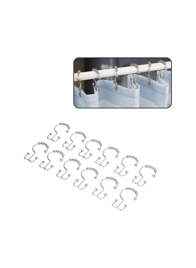 Shower Hooks, Shower Curtain Hook 12pcs Two?Way Hanging Rings Heavy-Duty Stainless Steel for Bathroom for Curtain  - Image 3