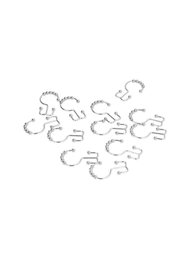 Shower Hooks, Shower Curtain Hook 12pcs Two?Way Hanging Rings Heavy-Duty Stainless Steel for Bathroom for Curtain  - Image 4