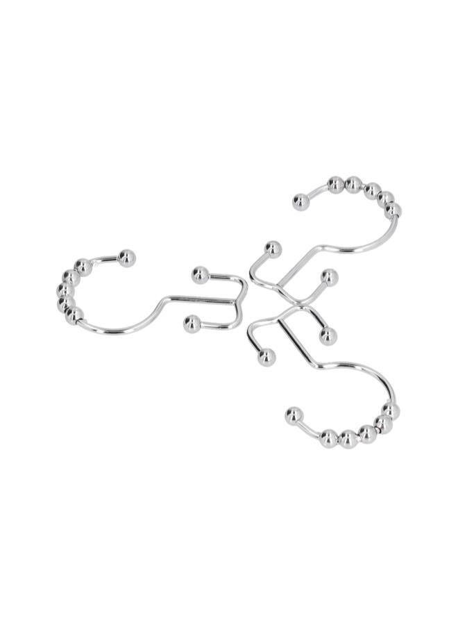 Shower Hooks, Shower Curtain Hook 12pcs Two?Way Hanging Rings Heavy-Duty Stainless Steel for Bathroom for Curtain  - Image 2