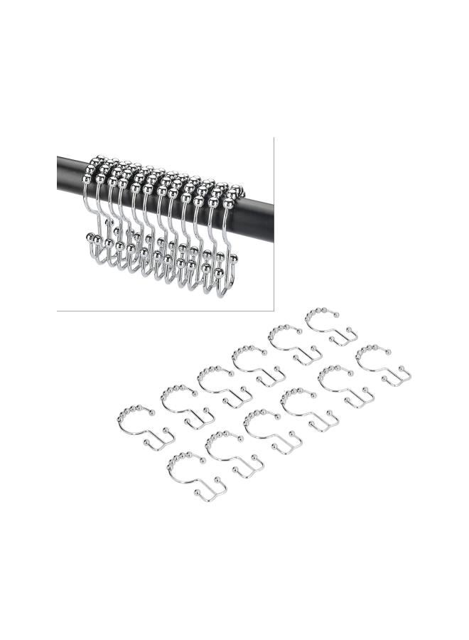 Shower Hooks, Shower Curtain Hook 12pcs Two?Way Hanging Rings Heavy-Duty Stainless Steel for Bathroom for Curtain  - Image 5