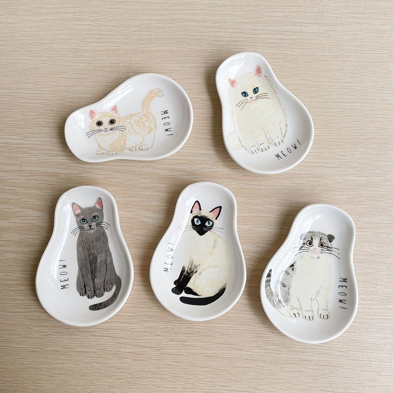 Creative Ceramic Kitten Small Plate Snack Dish Sauce Spoon Rest Decorative Tableware - Image 4