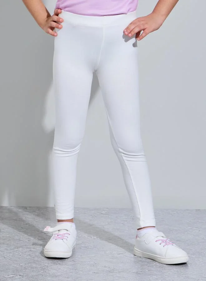 ستايلي Girls Pack of 2 -White Cotton Blend Leggings