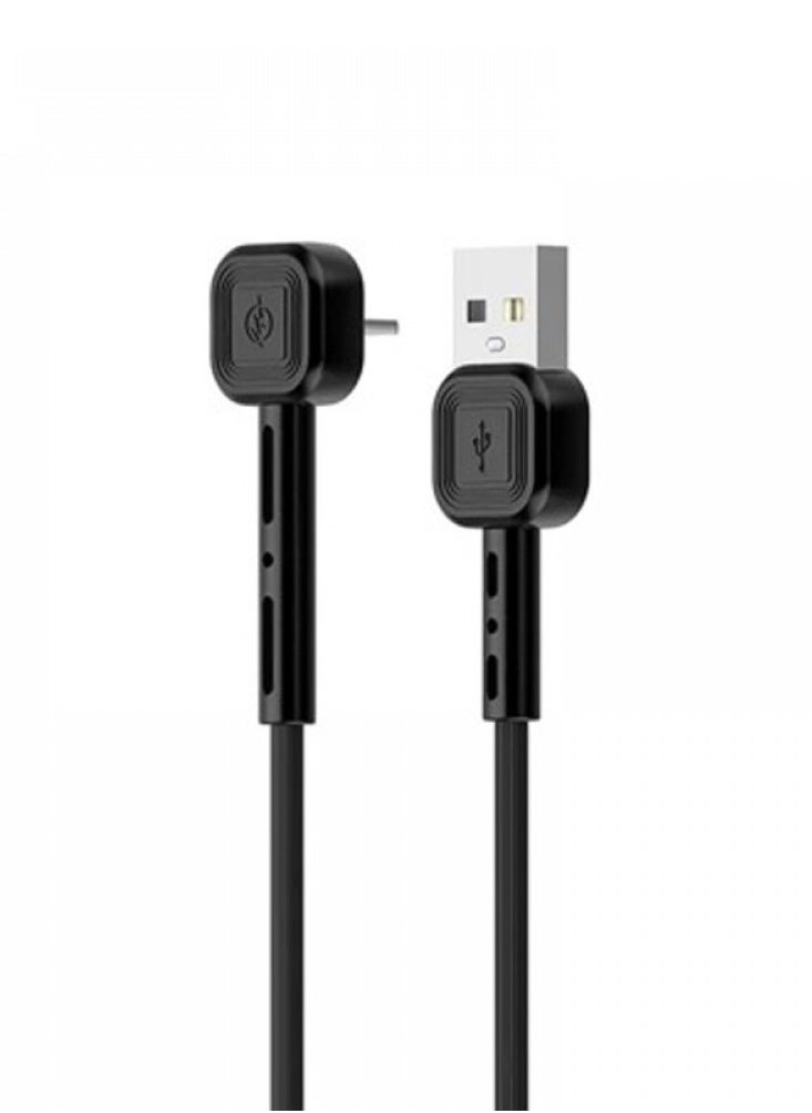 أوي كابل Awei CL-65 USB إلى 90° Lightning 2.4A، باللون الأسود  - Image 2