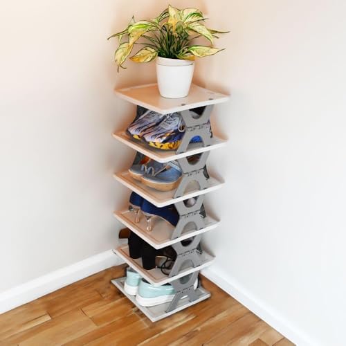 Black Olive Premium Shoe Rack, Stackable Storage Organizer for Bedroom entryway, Adjustable Rack, Slots Shelf,Easy Clean,Space-Saving, Tower Rack Shoes Home Portable Slippers Shelf Organiser (6 Layer) - Image 1