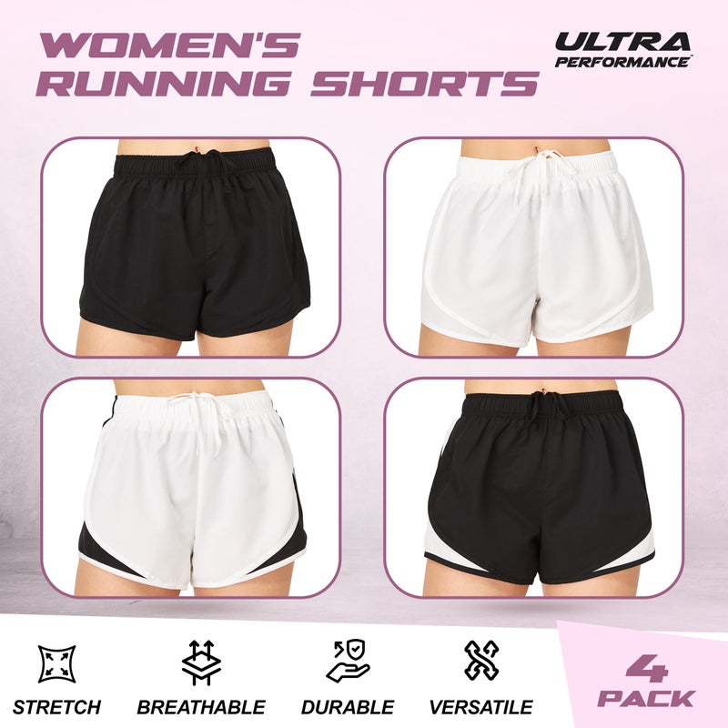 Ultra Performance Women's Running Shorts 4-Pack Athletic Workout Gym Shorts for Women, with Brief Liner - Image 5