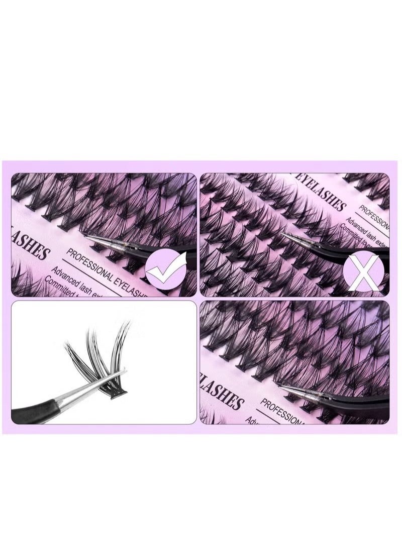 Generic - DIY Eyelash Individual Lashes Cluster Lashes Natural Look 3D Effect Black Individual False Eyelashes with Eyelash Glue - Image 1