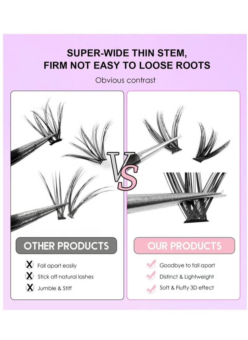 Generic - DIY Eyelash Individual Lashes Cluster Lashes Natural Look 3D Effect Black Individual False Eyelashes with Eyelash Glue - Image 1