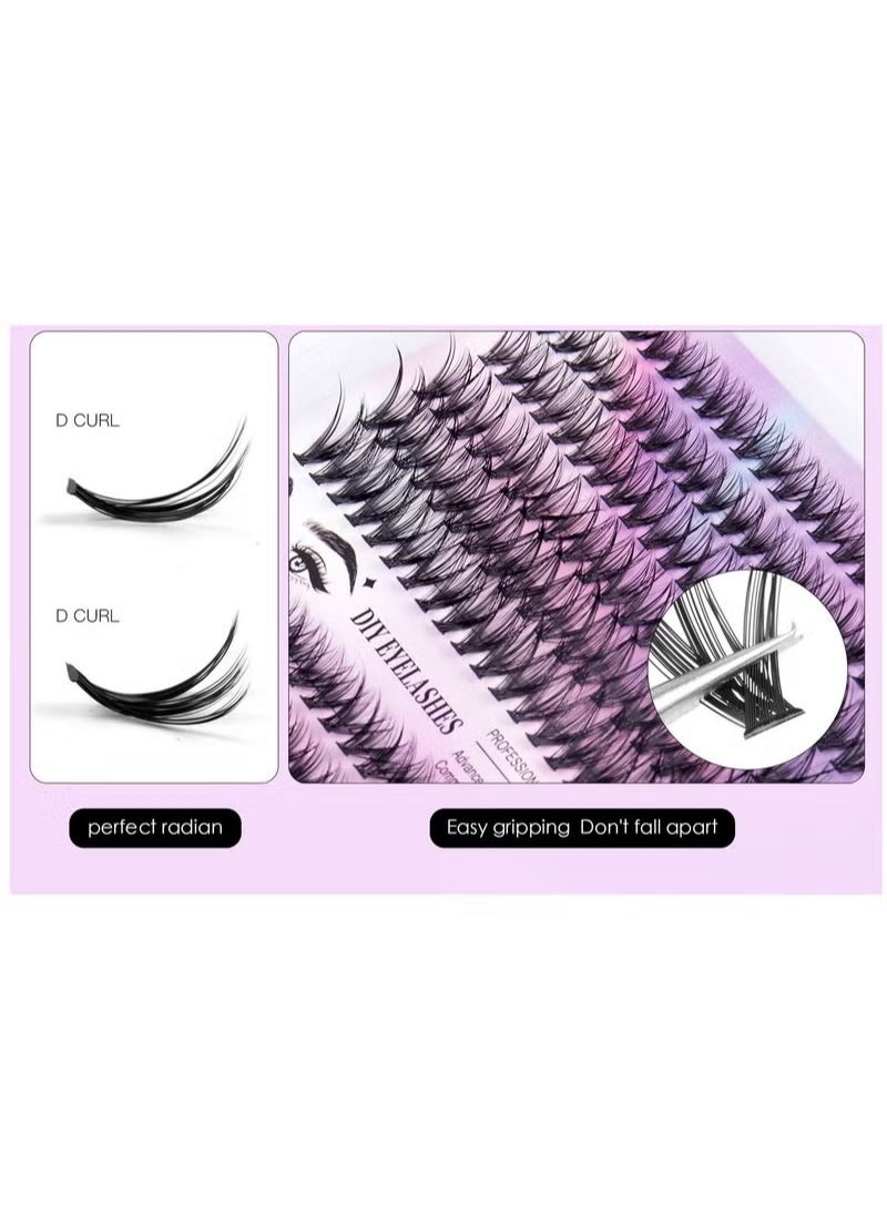 Generic - DIY Eyelash Individual Lashes Cluster Lashes Natural Look 3D Effect Black Individual False Eyelashes with Eyelash Glue - Image 1