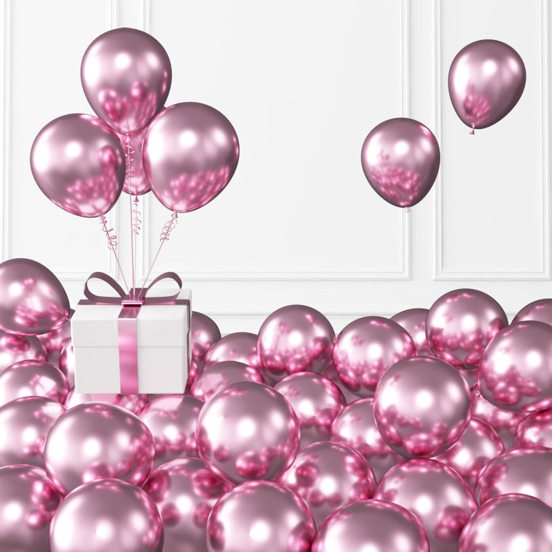 KALOR Metallic Pink Balloons 100 pcs 5 inch Thick Latex Chrome balloons for Balloon Garland Arch Birthday Decoration Wedding Party Baby Shower Decorations - Image 3