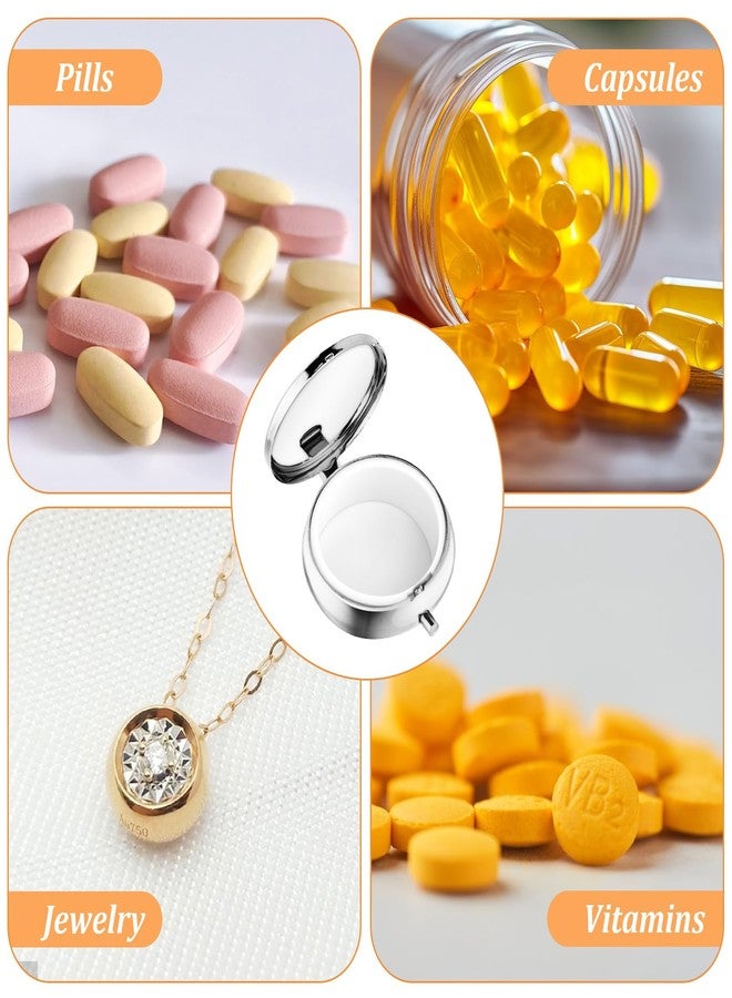 Wanmu 2Pcs Mini Pill Box 2“ Portable Travel Medicine Pill Case Small Metal Pills Container Holder to Hold Vitamins Medication Fish Oil and Supplements for Pocket or Purse (1 Compartment, Silver - Image 4