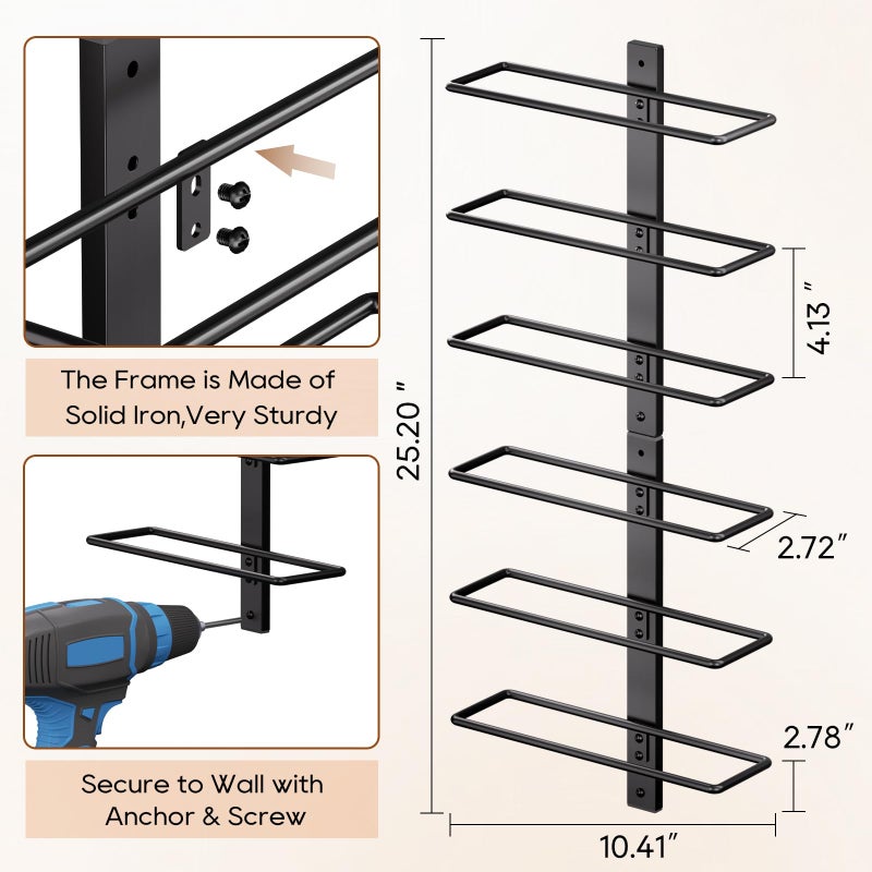 B4Life Wine Rack and Holder Wall Mounted 12 Bottles, Metal Hanging Mount Racks for Wall, Liquor, Champagne for Bottles Storage Home Bar, Cellar and Kitchen, Dining Room (Black, 12 Bottle) - Image 3