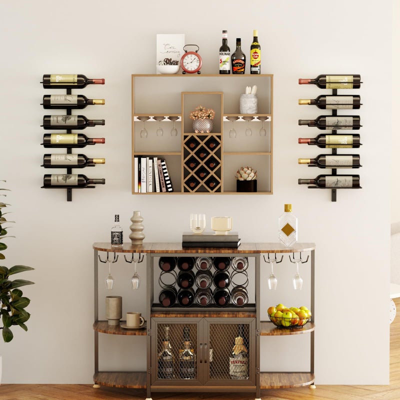 B4Life Wine Rack and Holder Wall Mounted 12 Bottles, Metal Hanging Mount Racks for Wall, Liquor, Champagne for Bottles Storage Home Bar, Cellar and Kitchen, Dining Room (Black, 12 Bottle) - Image 4
