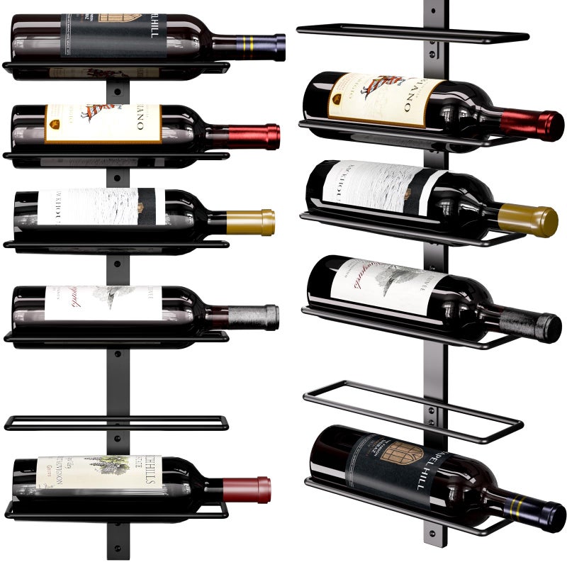 B4Life Wine Rack and Holder Wall Mounted 12 Bottles, Metal Hanging Mount Racks for Wall, Liquor, Champagne for Bottles Storage Home Bar, Cellar and Kitchen, Dining Room (Black, 12 Bottle) - Image 1