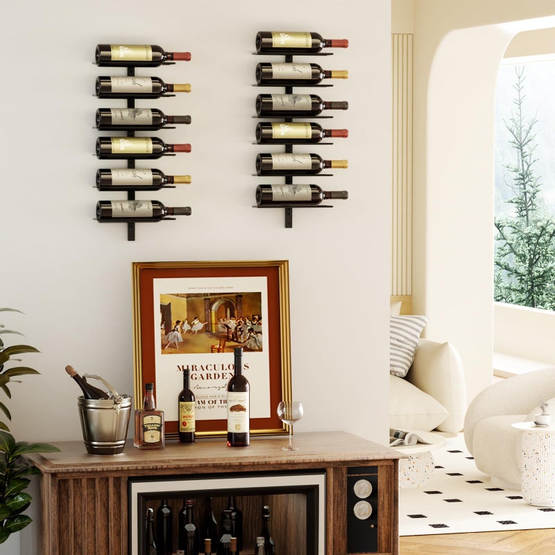 B4Life Wine Rack and Holder Wall Mounted 12 Bottles, Metal Hanging Mount Racks for Wall, Liquor, Champagne for Bottles Storage Home Bar, Cellar and Kitchen, Dining Room (Black, 12 Bottle) - Image 5