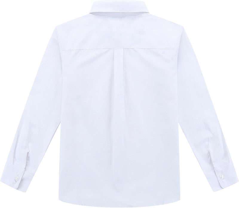 Bienzoe Boys Long Sleeve Shirt: School Uniform Oxford Button Down Cotton Tops Suspender Bowtie Pack - Image 3