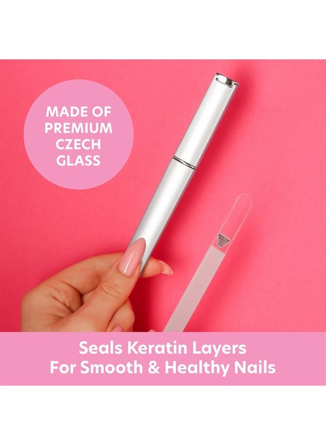Bona Fide Beauty Bona Fide Beauty Czech Glass Nail Files for Natural Nails (Clear) - 1Pc Crystal Nail Filer, Nano Glass File with Case Handcrafted in The Czech Republic - Image 2
