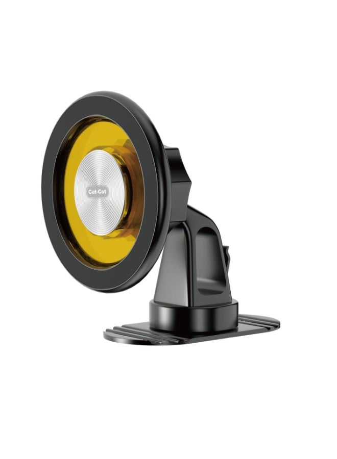 Cat - Cot Cat-Cot Magnetic Car Mount CT-63 - 360° Rotating Dashboard Phone Holder with Super Strong Magnet Force & Adhesive Base, Universal Bracket for iPhone, Samsung & All Mobile Phones - Matte Black & Amber - Image 1