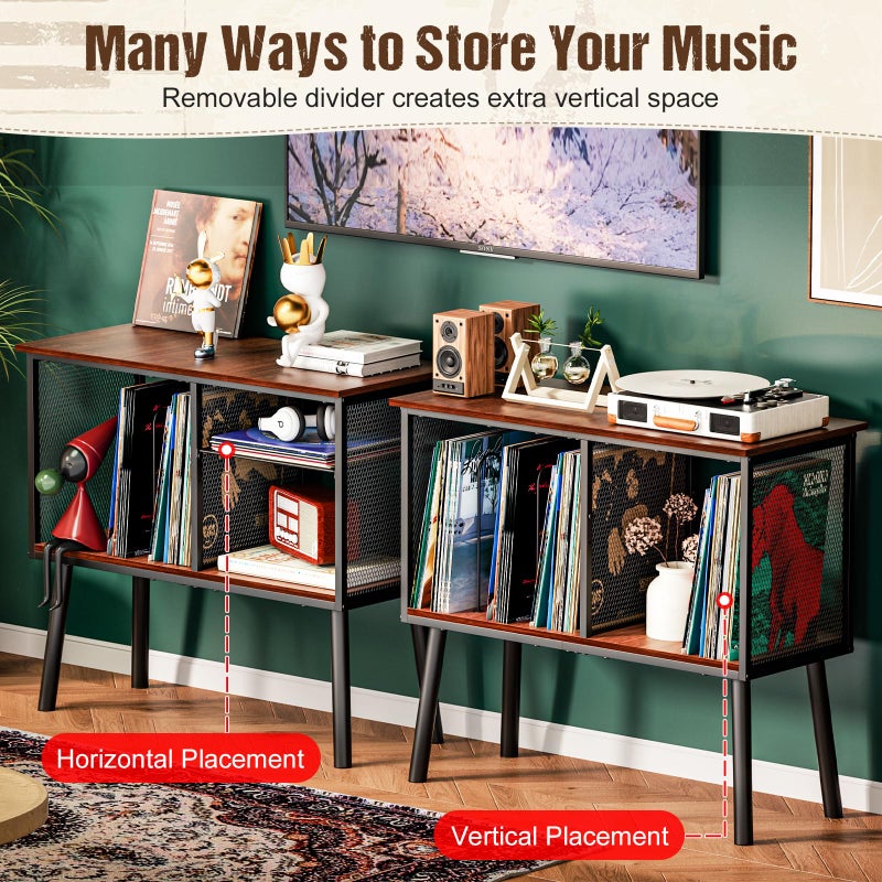 Simple Serenity Record Player Stand with Adjustable Divider Vinyl Storage Holder Up to 200 Albums Mid-Century Large Record Player Table Vinyl Holder Turntable Stand End Table for Bedroom & Living Room, Patent Pending - Image 4