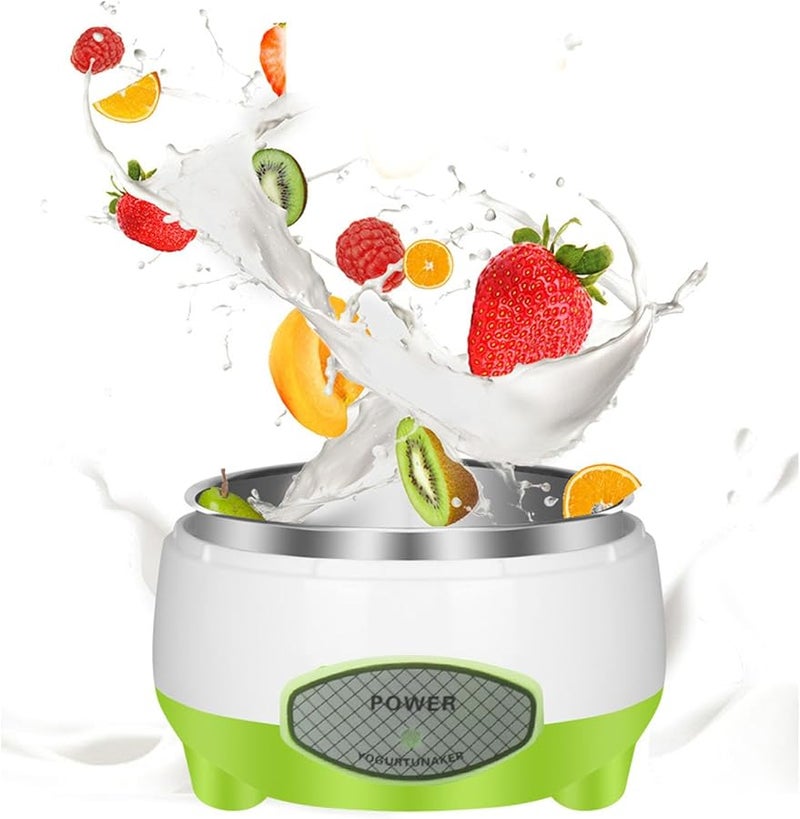 Green Greek Yogurt Maker Machine Stainless Steel Container 15W Automatic Homemade DIY Yogurt - Image 3