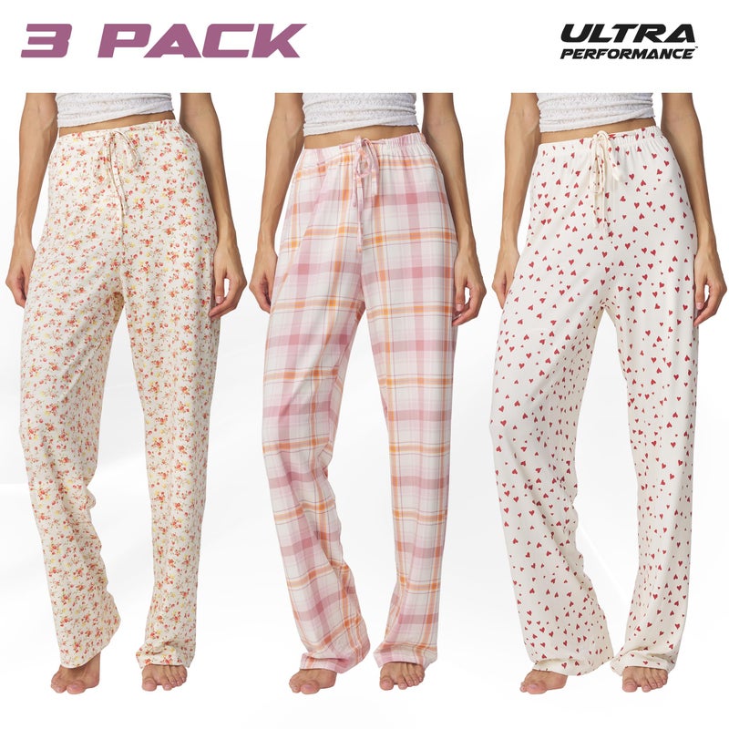 Ultra Performance Womens Pajama PJ Pants 3 Pack Lounge Bottoms Pajamas for Women (Avail in Plus Sizes) - Image 2