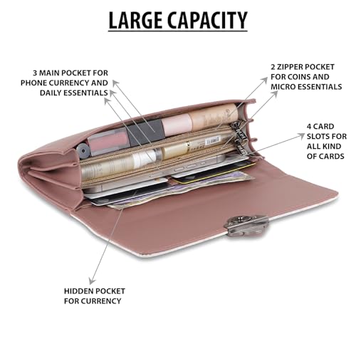 DOSYSO Women's Wallet Multicolor Wallets for Women Stylish Latest with Mobile Phone Space Card Slots Holder Printed Hand Clutch Daily Use Ladies Money Purse Big size Party Clutches Gift for Girls (Purple) - Image 4