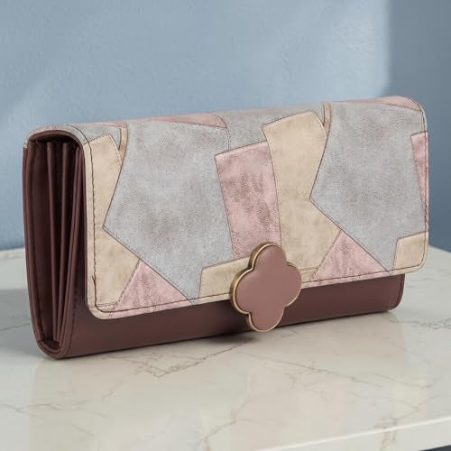 DOSYSO Women's Wallet Multicolor Wallets for Women Stylish Latest with Mobile Phone Space Card Slots Holder Printed Hand Clutch Daily Use Ladies Money Purse Big size Party Clutches Gift for Girls (Purple) - Image 2