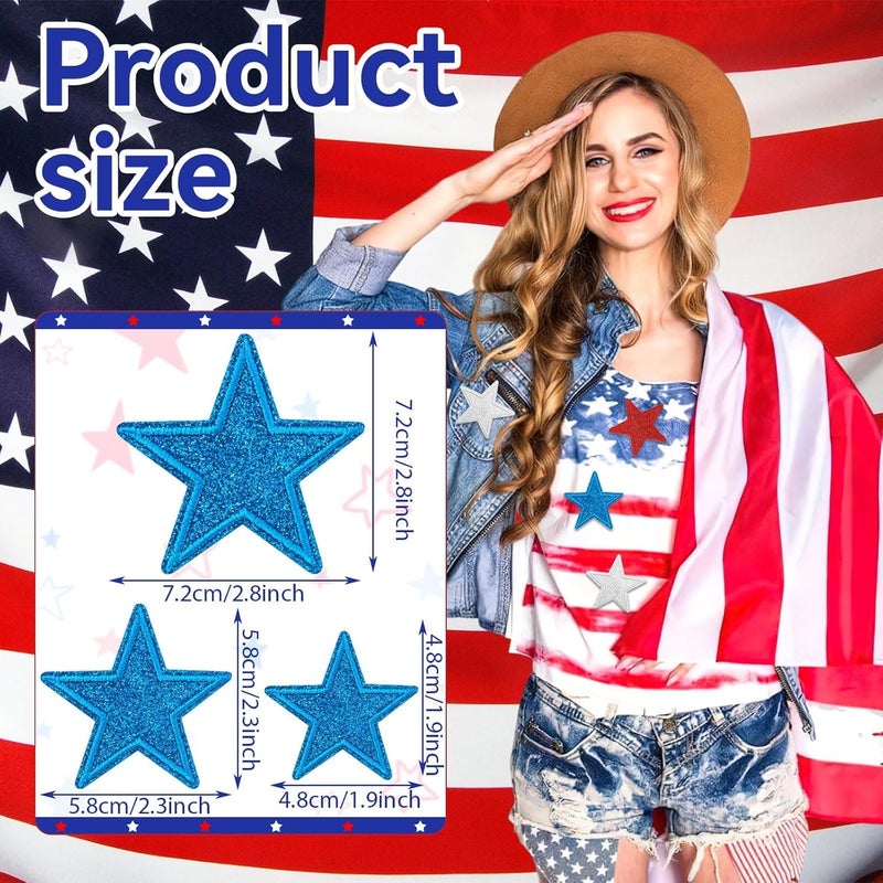 Augsun 36pcs Glitter Star Iron on Patches Clothing Embroidered Colorful Shiny Star Sew on Patches Applique Repair Patch ﻿DIY Crafts for Clothing Jacket Jeans Pants Dress Backpack Hat Decorations - Image 2