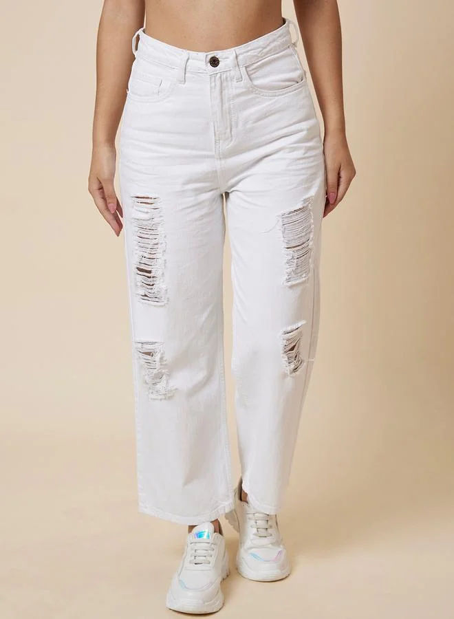 globus Globus Boyfriend Fit Mid-Rise Distressed Jeans