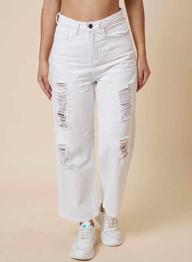 Globus Boyfriend Fit Mid-Rise Distressed Jeans - Image 2