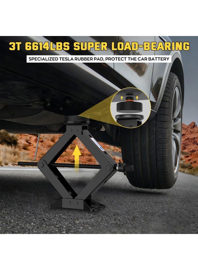 IMAYCC 3 Ton Car Jack for Tesla Model Y Model 3, 4.1"-18.3" Lifting Scissor Jack with Lug Wrench, Tesla Tire Change kit for Model Y/3/S/X. - Image 3