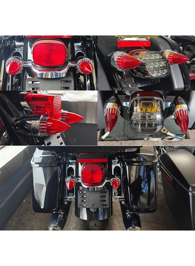 FATECIM 2" Turn Signal Light Covers Supersonic Replacement Red Lenses Clip On for Softail Street Road Glide Fat Boy Sportster Dyna Deluxe Chrome Bezel - Image 2