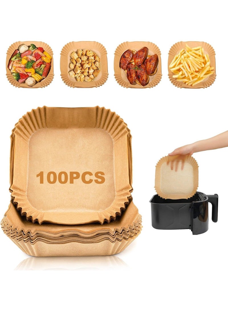 SHAOZHEN 100-Pack Disposable Air Fryer Paper Liners - Non-Stick, Oil-Resistant, Waterproof Food-Grade Paper Pads for Roasting, Microwave & Baking - Image 1