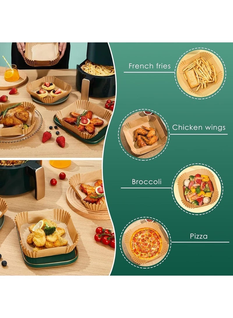 SHAOZHEN 100-Pack Disposable Air Fryer Paper Liners - Non-Stick, Oil-Resistant, Waterproof Food-Grade Paper Pads for Roasting, Microwave & Baking - Image 4