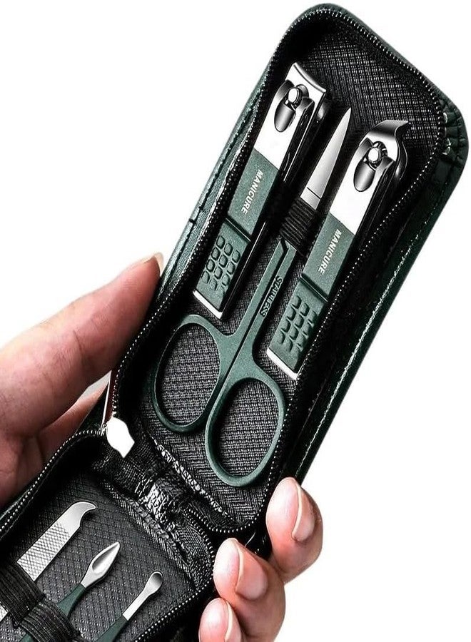 Koccido Manicure Pedicure Set 6 in 1 Precision Grooming Kit, Carbon Steel Nail Clippers with Fingernail Clippers, Portable with Travel Case ( Green ) - Image 4