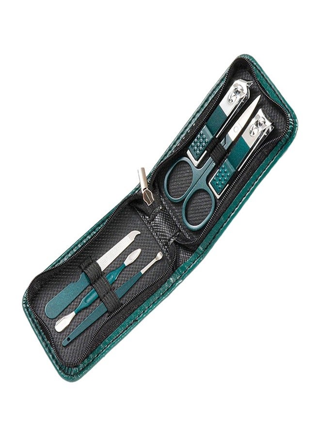 Koccido Manicure Pedicure Set 6 in 1 Precision Grooming Kit, Carbon Steel Nail Clippers with Fingernail Clippers, Portable with Travel Case ( Green ) - Image 2