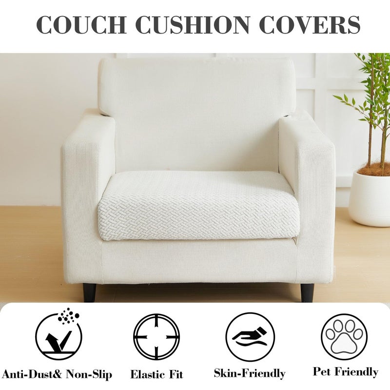 Disayu Sofa Covers Couch Covers for Sofa Pet Friendly Couch Cushion Covers Universal Sofa Covers Washable Stretch Slipcovers for Sectional Sofa (Texture Ivory White,Large Single Seat Cover) - Image 3