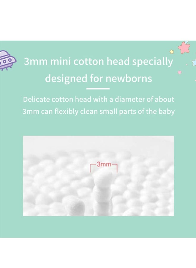 Generic 200Pcs Baby Cotton Swabs, Ear Cleaners, Double-headed Design, Biodegradable Baby Cotton Buds Kids Safety Swabs, Applicator Cleaning Sticks Wax Cleaner for Baby Ear Nose Clean  - Image 3