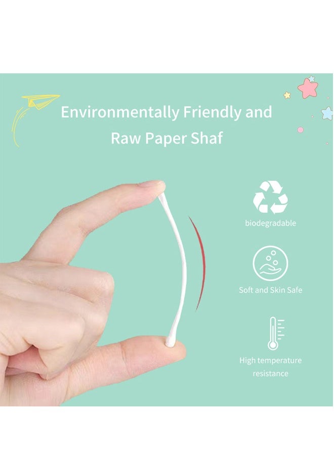 Generic 200Pcs Baby Cotton Swabs, Ear Cleaners, Double-headed Design, Biodegradable Baby Cotton Buds Kids Safety Swabs, Applicator Cleaning Sticks Wax Cleaner for Baby Ear Nose Clean  - Image 5
