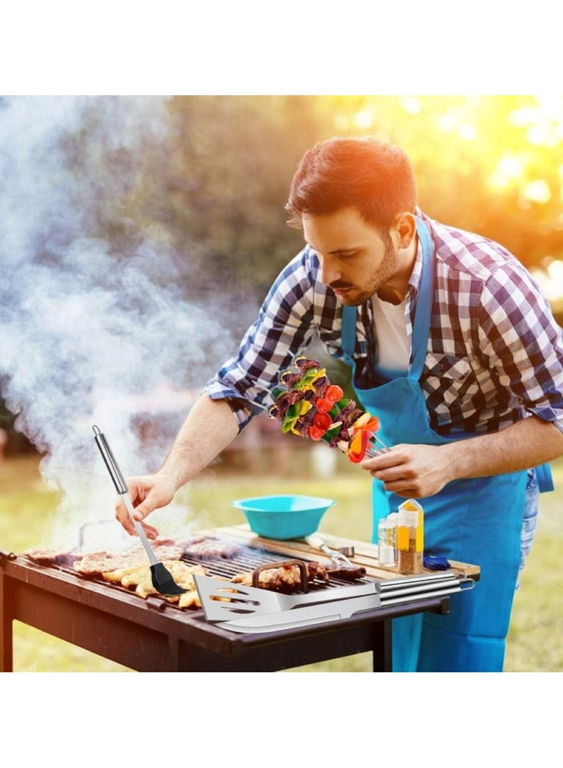 9-Piece Stainless Steel BBQ Tool Set with Black Carrying Bag for Outdoor Cooking - Image 4