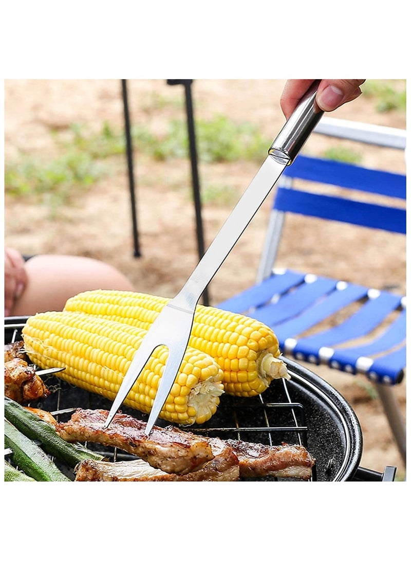 9-Piece Stainless Steel BBQ Tool Set with Black Carrying Bag for Outdoor Cooking - Image 3