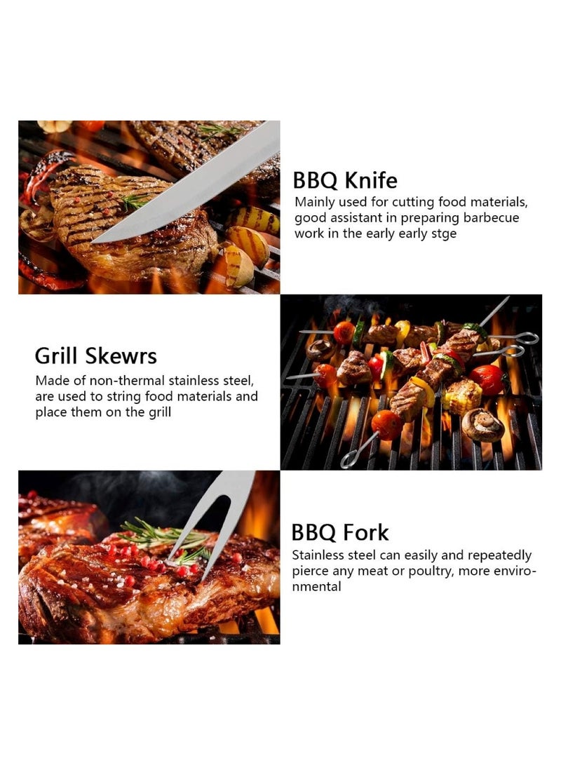 9-Piece Stainless Steel BBQ Tool Set with Black Carrying Bag for Outdoor Cooking - Image 5