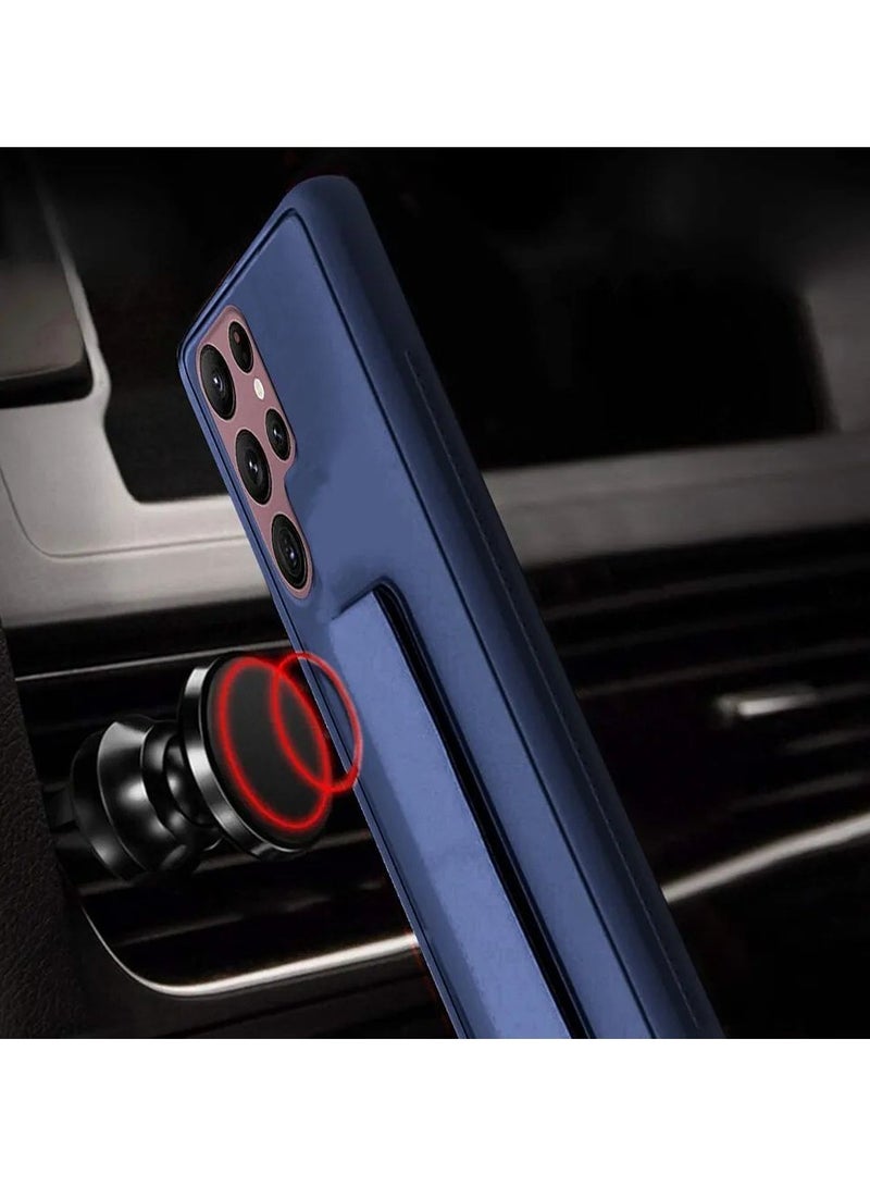 Denx Magnetic Case for Samsung Galaxy S24 Ultra, Back Stand Case Magnetic Car Holder, Premium Silicone Horizontal & Vertical Kickstand, with Multi Stand for Samsung Galaxy S24 Ultra (Dark Blue) - Image 3