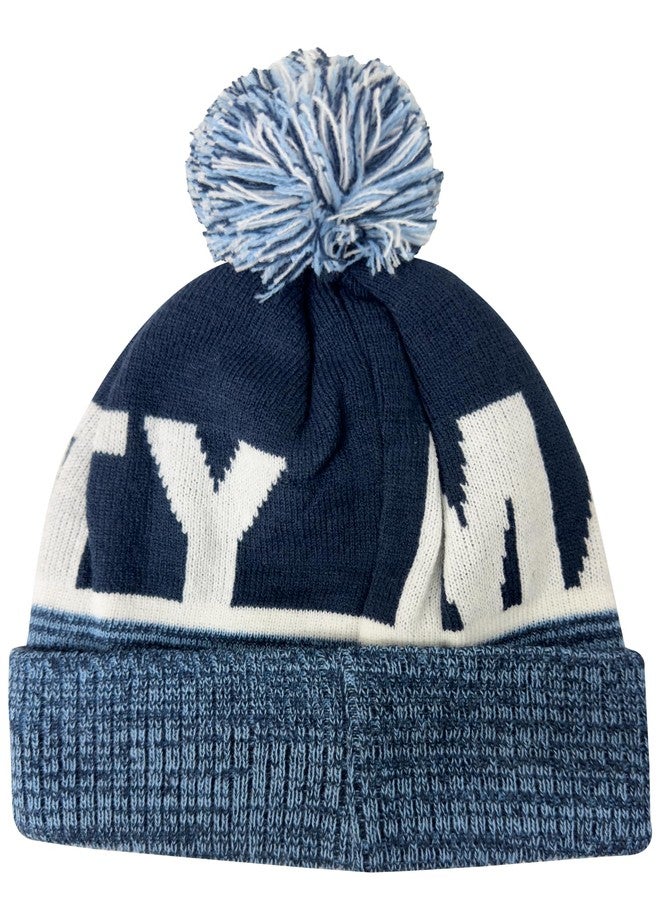 Fan Ink Kid's Manchester City Beanie, Licensed Man City Pom Pom Knit Skull Winter Hat Blue - Image 4