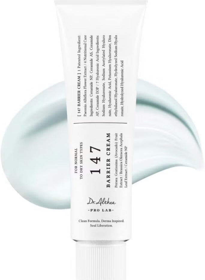 دي آر.ألثيا 147 كريم حاجز  العناية اليومية بالحاجز الجلدي  ترطيب عميق مع حمض الهيالورونيك والسيراميدات  العناية بالبشرة النباتية الكورية لأنواع البشرة العادية إلى الجافة  1.69 فلتر أوز - Image 1