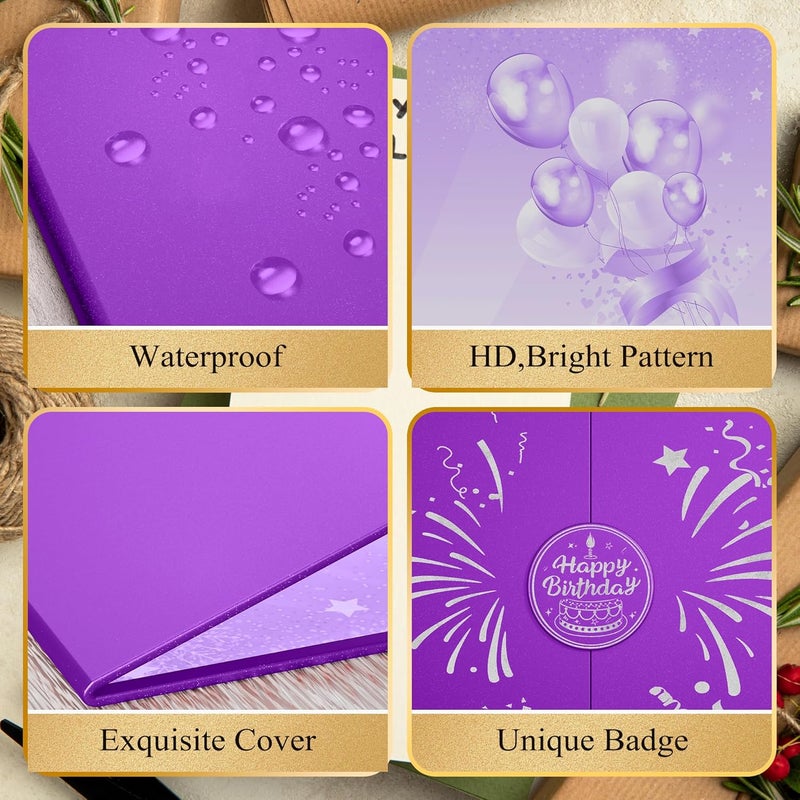 Pranski Purple 1st-99th Happy Birthday Party Decorations 18"x12" Birthday Guest Book for Men Women Suitable for All Ages Birthday Gifts Birthday Card - Image 3