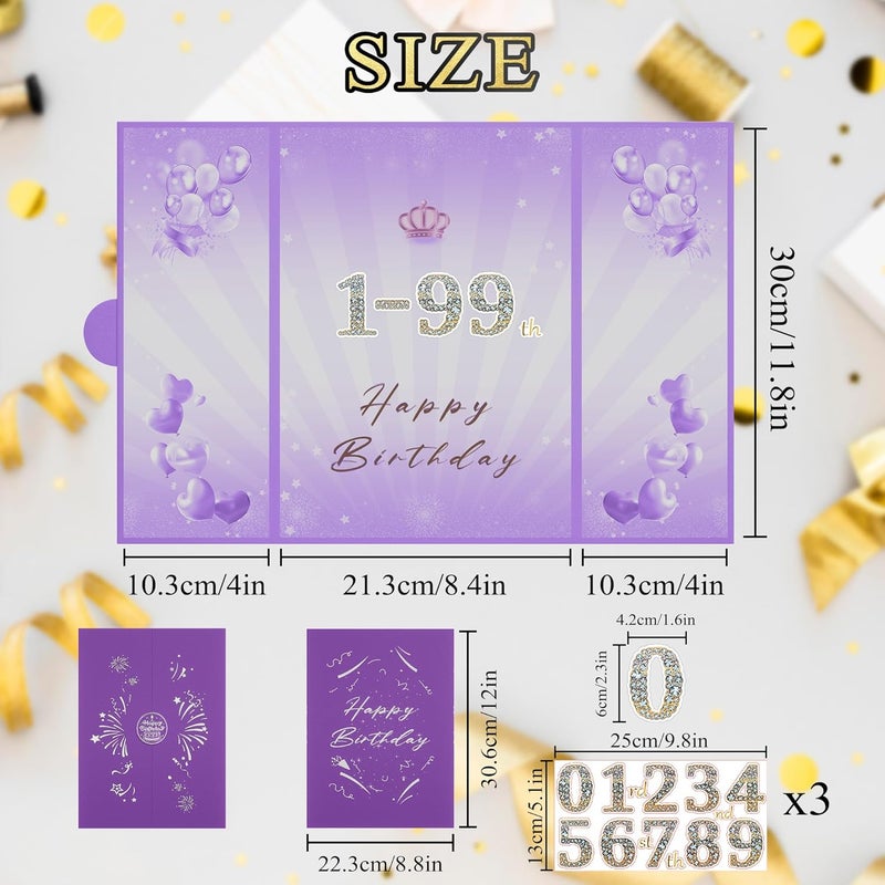 Pranski Purple 1st-99th Happy Birthday Party Decorations 18"x12" Birthday Guest Book for Men Women Suitable for All Ages Birthday Gifts Birthday Card - Image 2