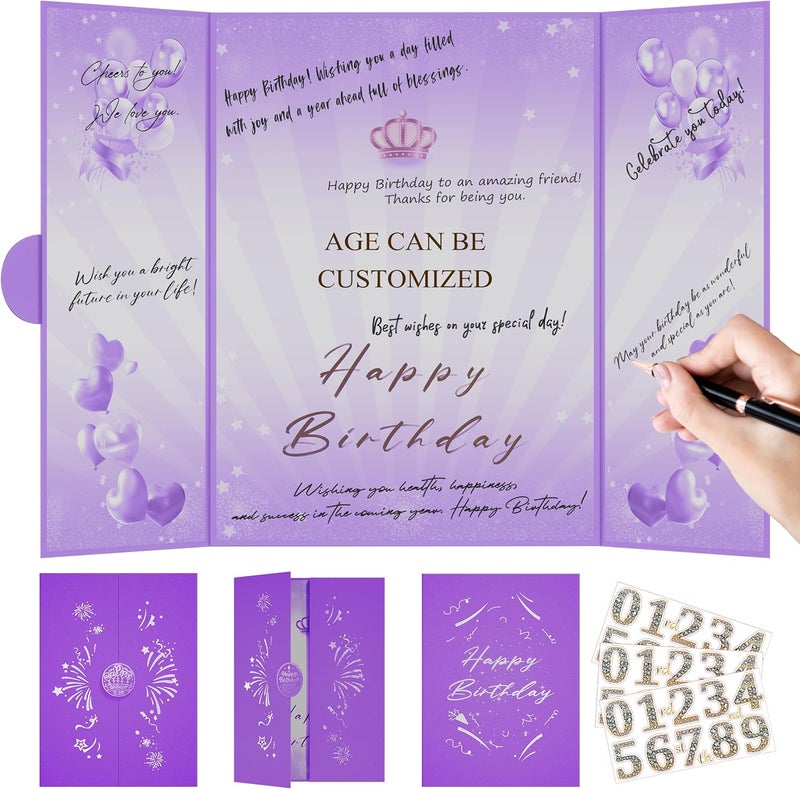 Pranski Purple 1st-99th Happy Birthday Party Decorations 18"x12" Birthday Guest Book for Men Women Suitable for All Ages Birthday Gifts Birthday Card - Image 1