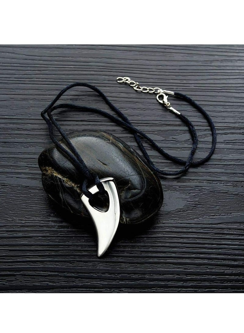 أوزيغالور قلادة أسنان الذئب من الفولاذ المقاوم للصدأ للرجال مع سلسلة فضية قابلة للتعديل - Image 3