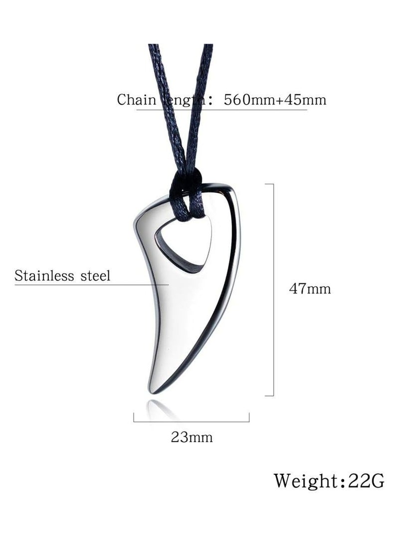 أوزيغالور قلادة أسنان الذئب من الفولاذ المقاوم للصدأ للرجال مع سلسلة فضية قابلة للتعديل - Image 2